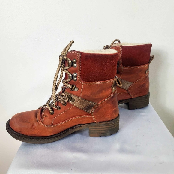 Bos. & Co. Brandon II Boots Burgundy Red Leather Lace Up Wool Lined Womens 37 - Picture 9 of 12